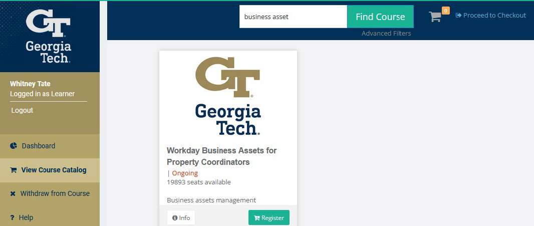Workday Business Assets Course screenshot